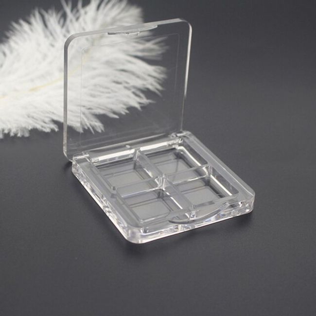 Transparent Plastic Portable Lipstick Dispenser Box 4 Grid Rectangular Eyeshadow Palette Empty Container Tray Makeup Storage Tool