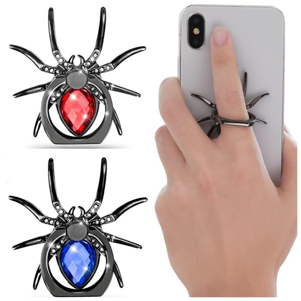 XiXiYang Metallic Spider Phone Ring Holder Grip, 2 pcs Spider Phone Based Holder Stand for Desk-Expandable Phone Grip Stand with 360° Rotatable Phone Ring Holde Compatible with All Smartphone