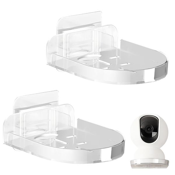 2 Pcs Baby Monitor Shelf, Small Shelf Wall Mounted Hanging Display Shelves, Universal Wall Mount Bracket for Camera, Adhesive Security Camera Shelf without Drilling, for Security Cameras