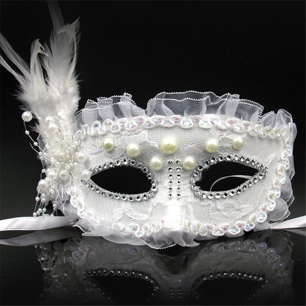 Lace mask Masquerade Mask Party Mask Halloween Mask (White)2