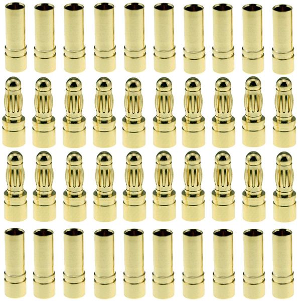 Bbrand LinsyRC 20 Pairs Gold Plated 3.5MM Banana Plug Bullet Male Female Connector Adapter for RC RC Airplane Car Boat Drone ESC Motor