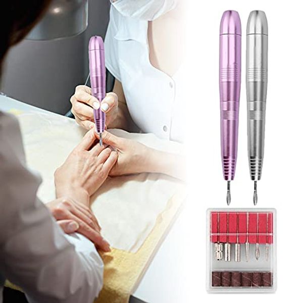 Electric Nail Files, Professional Electric Nail Drill Kit, USB Direct Connect Portable Nail Polishing Pen Nail Removal Machine for Home Salon Use (Pink)