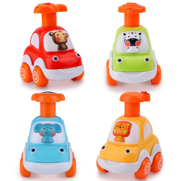 TUUYOOWK Animal Car Toys, 4 Pack Press and Go Toddler Toy Cars, Inertia Toy Cars for Toddlers 1-3, Baby Toys for 18+ Months Year Old Boy Girl's Birthday Gifts