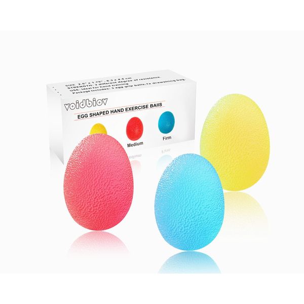 voidbiov Hand Squeeze Stress Balls Set with Carry Bag- 3 Resistance, Finger Wrist Arthritis Therapy Rehab Exerciser, Carpal tunnel, Stroke Rehabilitation Equipment