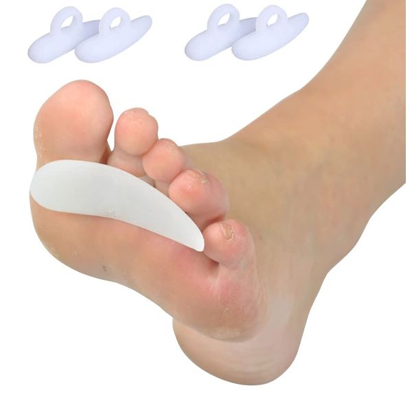 4PCS of Silicone Gel Toe Protectors & Separators for Hammer Toe by PEDIMEND™ - Straighten Crooked Toes - Toe Separators for Overlapping - Unisex - Foot Care