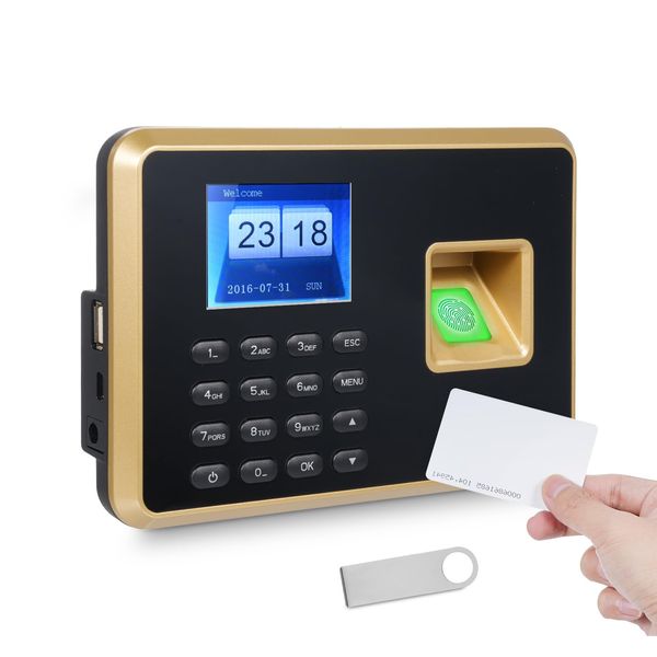 SIMBAE Employee Biometric Time Clock Attendance Manager, 1000 Fingerprints, 1000 Passwords, 1000 ID Card Recognition, 5 Language System, USB Port, Data Management Device, Ideal for Schools,