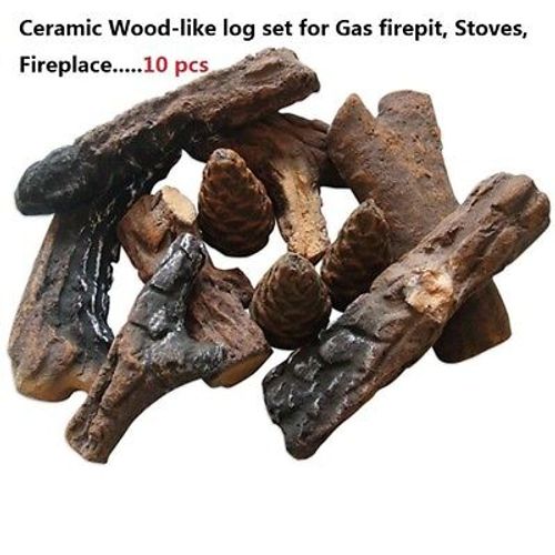10 Small Pcs Ceramic fibre Wood-like Logset  for Gas Fireplaces,stoves firepits