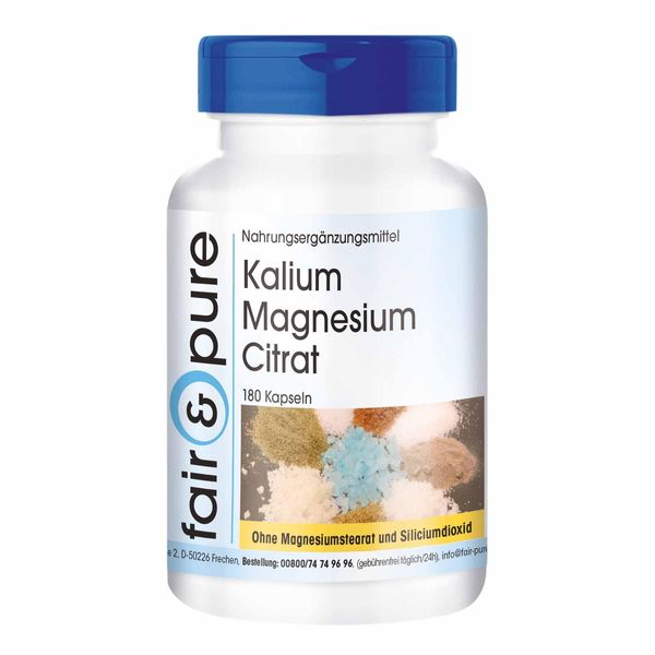 Fair & Pure® - Kalium-Magnesium Citrat - vegan - 180 Kapseln - essentielle Mineralstoffe