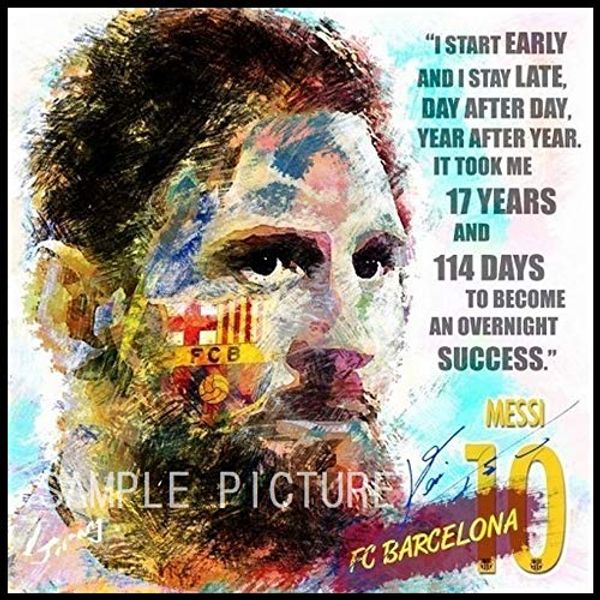 Lionel Messi Barcelona Design B Overseas Soccer Art Panel Wooden Wall Hanging Decor Poster (26*26cm Art Panel Only)