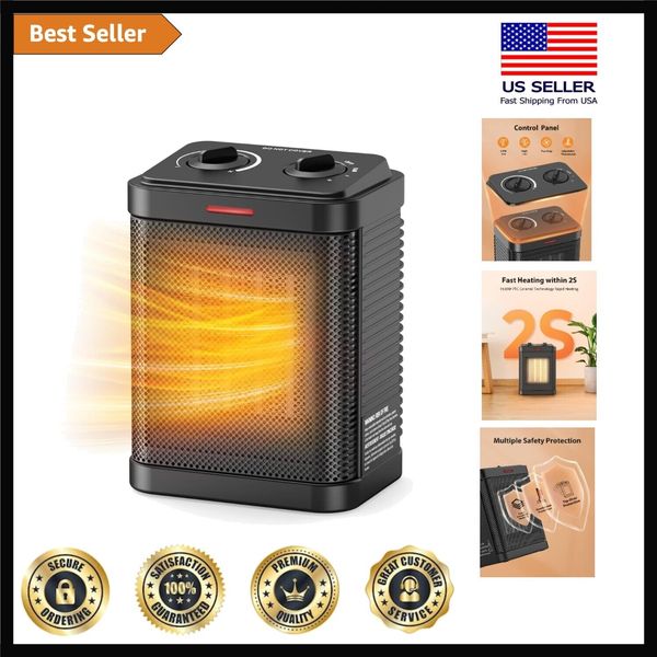 1500W/900W Space Heater, Small Space Heater for Indoor Use, PTC Ceramic Space...