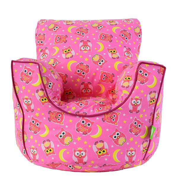 Bean Lazy Cotton Pink Owls Bean Bag Arm Chair with Beans Toddler Size From