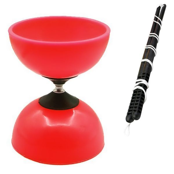 Zevmi Freizeitsport Diabolo mit Kugellager Jonglier Set: Profi Diabolo Kinder Jonglierspielzeug mit Handstäben ideal zum Verschenken für Kinder und Anfänger