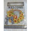 Carson Fall Garden Flag "Welcome" Sunflower Wreath, Black & White Buffalo Check