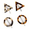 2Pairs Leopard Print Acrylic Geometric Shape Hair Clip Triangle and Round Side Clamp Hair Pin Insert Clasp Grip Barrettes Headwear Headdress for Hairdressing Decoration