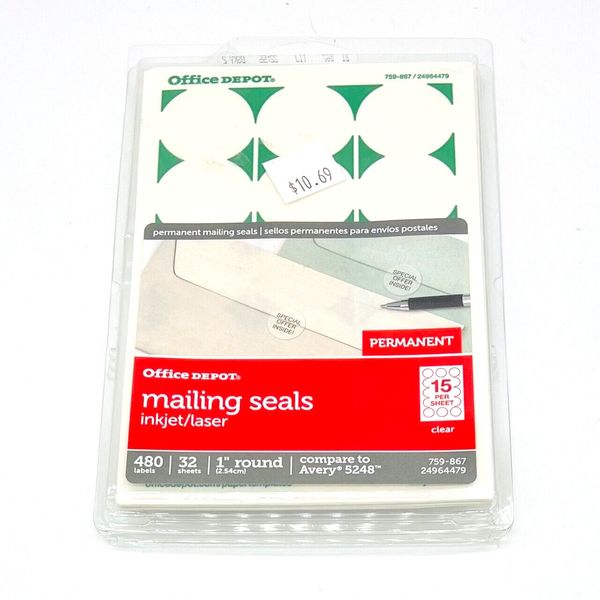 OFFICE DEPOT MAILING CLEAR SEALS