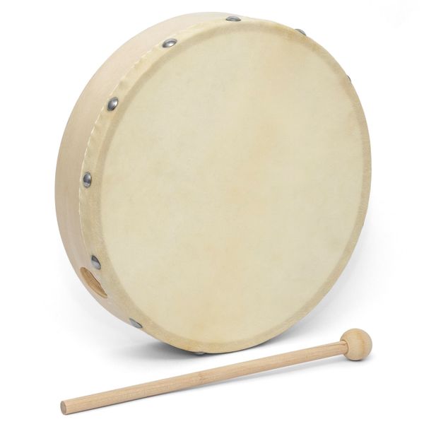 World Rhythm Hand Drum - 10 inch Frame Drum - Beater Included