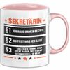 Secretary Mug Gift Funny Saying 3 Laws (Pink)
