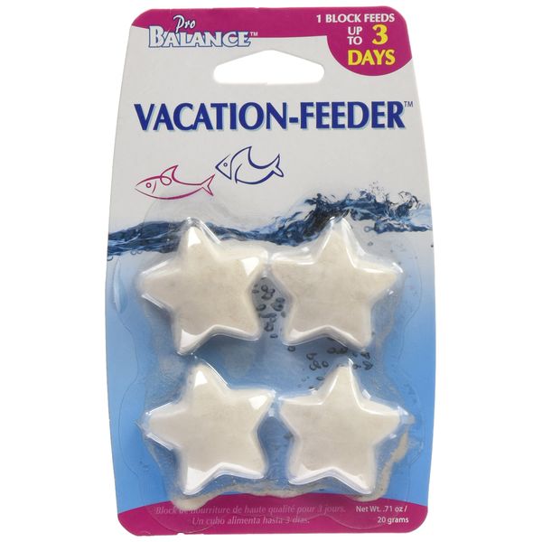 Penn-Plax Pro Balance Vacation Fish Feeder – Slow Release Food That’s Great for Weekend Vacays: 1 Block Feeds up to 3 Days – 4 Starfish Shape Blocks (1 Package) (PBV3)