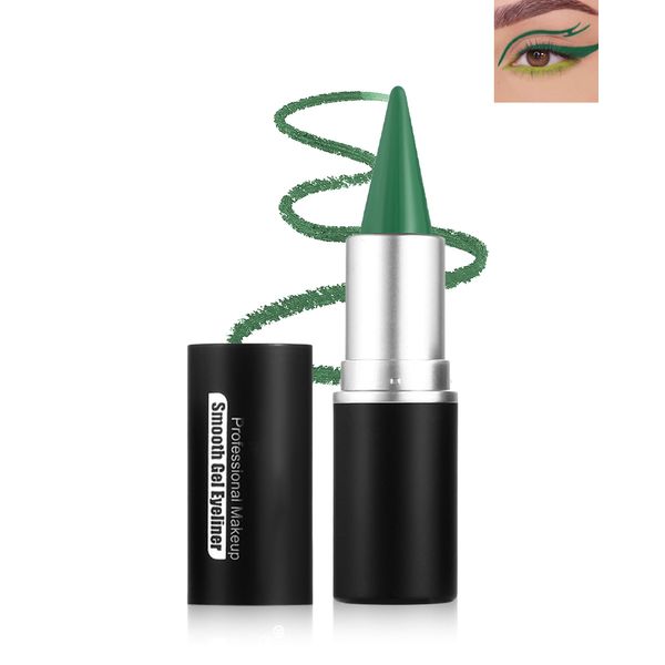 Eyeliner Wasserfest Grün, Matt Glatte Kajalstifte Schnelltrocknend Wischfester, Creme Gel Eyeliner Stift Langlebig, Hochpigmentiert Eyeliner Lidschatten Face Paint Stick Makeup Geschenke für Frauen-03