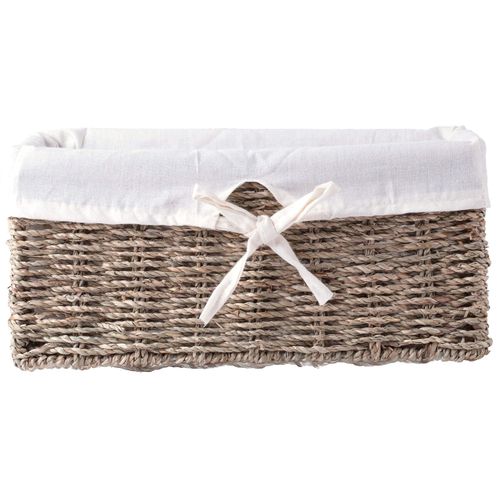 Vintiquewise(TM) Seagrass Shelf Basket Lined with White Lining