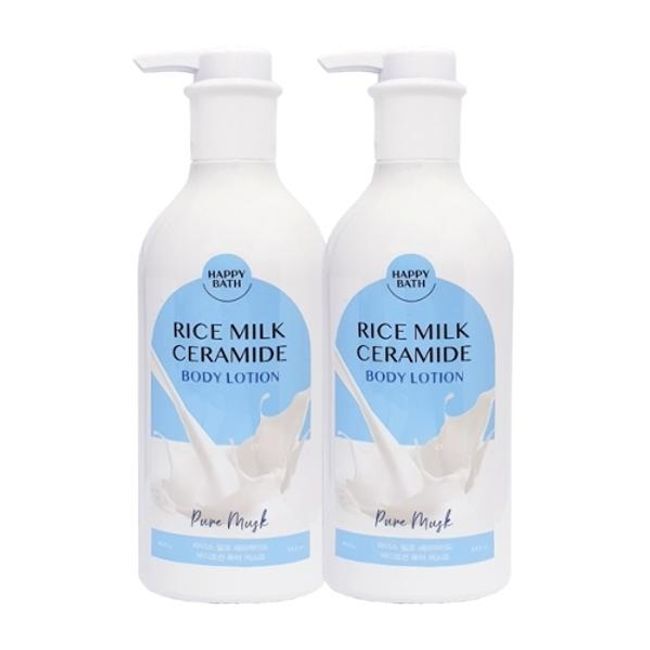 Happy Bath Rice Milk Ceramide Body Lotion Pure Musk 400g x2