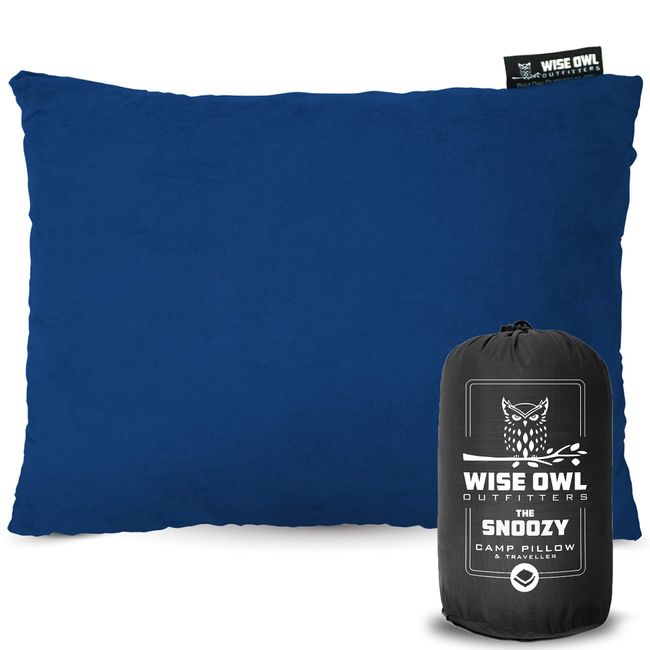 Wise Owl Outfitters Memory Foam Pillow - Camping and Travel Accessories - Compressible Camping Pillow - Blue, Medium (Pack of 1)