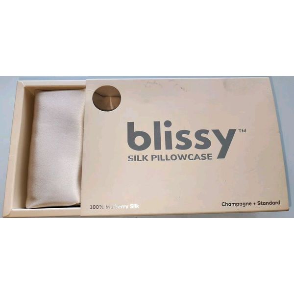 Blissy Pillowcase Silk Standard 100% Mulberry Silk, Color Champagne Brand New