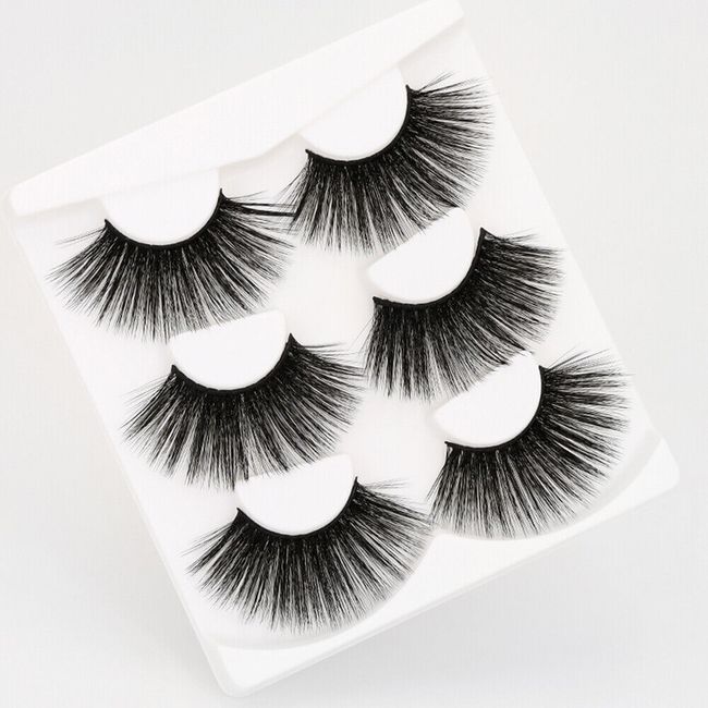 Mink 3 Pairs Black Long Thick False Eyelashes Handmade Eye Lashes Makeup Tools