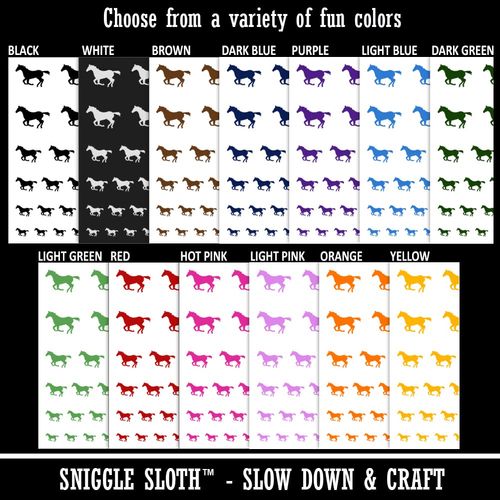 Horse Running Solid Temporary Tattoo Water Resistant Fake Body Art Set Collection - Black (One Sheet)