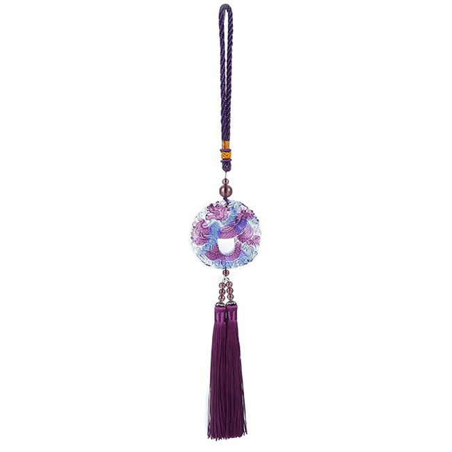 HAMILO Lapis Glass Dragon Amulet, Feng Shui Goods, Good Luck, Evil Protection, Chinese Tie, Hanging Decoration, Car Home (Purple 1 Piece)