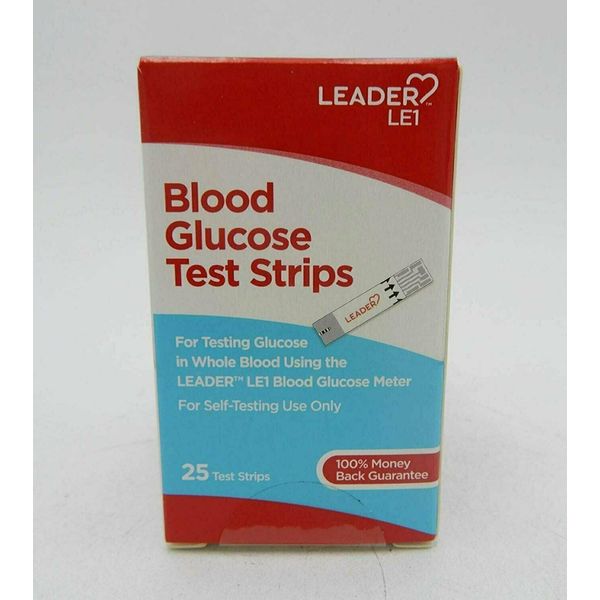 Leader LE1 Blood Glucose Test Strips For Self Testing Use Only 25 Count 2 Pack