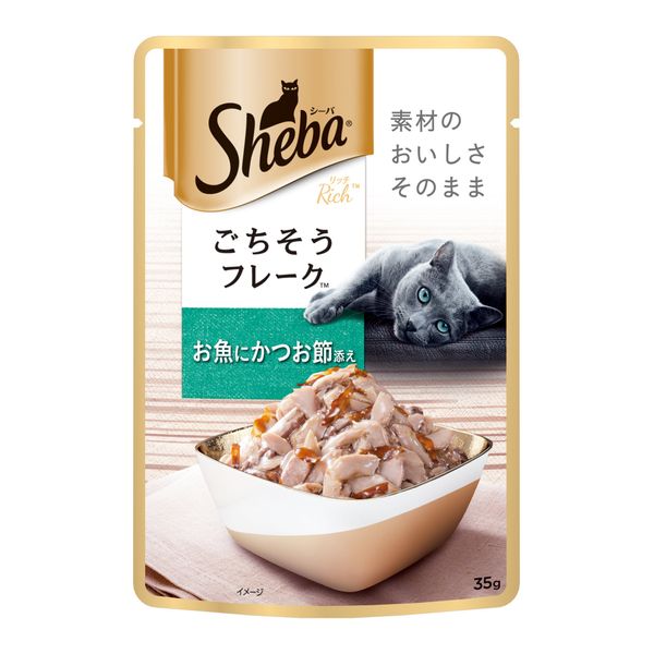 Sheba Cat Food Rich Feast Flakes Fish with Bonito Flakes, 1.2 oz (35 g) x 12 Packs (Bulk Purchase)