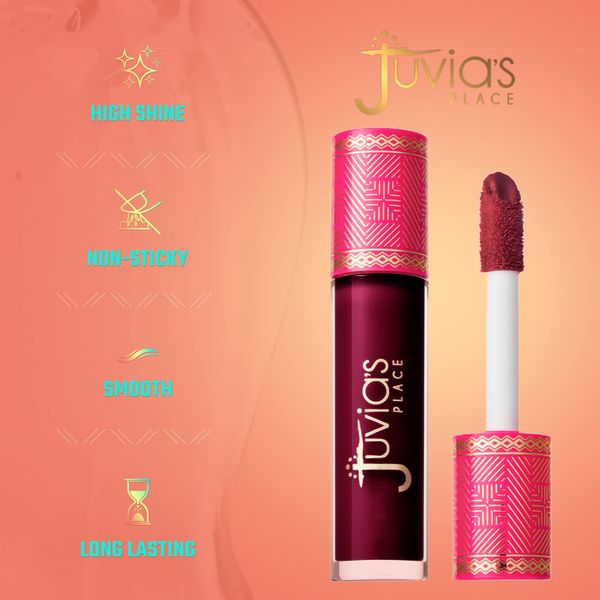 Juvia's Place Lip Gloss Reflect Maroon, Long Lasting Hydrating The Reds & Berries 16 oz