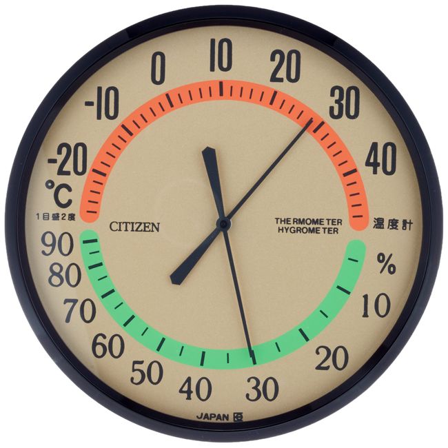 Citizen TM-42 Thermometer, Hygrometer, Analog, Wall Clock Style