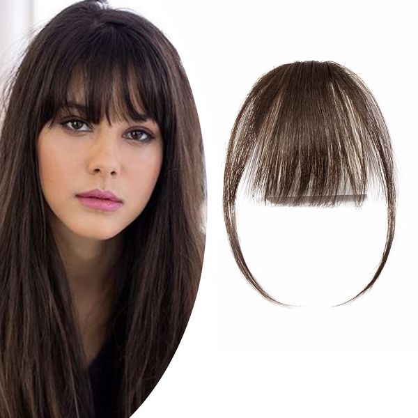 Clip in Pony 100% Remy Echthaar Fringe One Piece Haarteil Extension Verlängerung Tempel Bang natürliche glatt