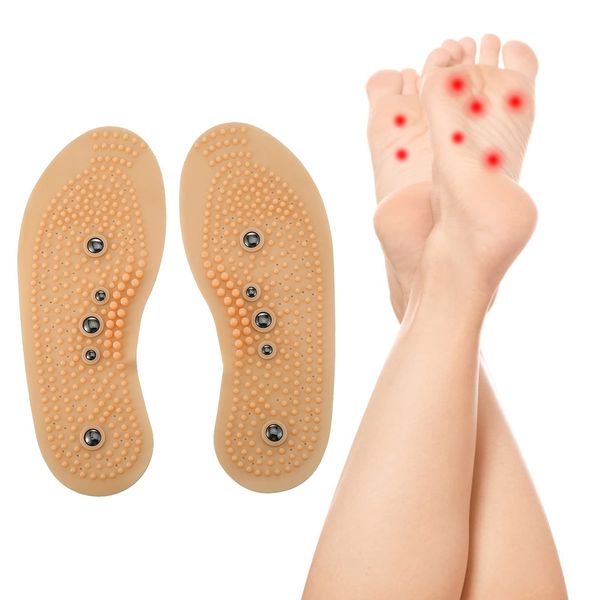 Magnetic Insoles for Men Women Acupuncture Points Massaging Shoes Pads Breathable Cure Foot Odor Orthotic Shoe Inserts(35-40-Orange)