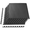 Signature Fitness Puzzle Exercise Mat with EVA Foam Interlocking Tiles for MMA, Exercise, Gymnastics and Home Gym Protective Flooring, 1/2" Thick, 24 Square Feet, Black