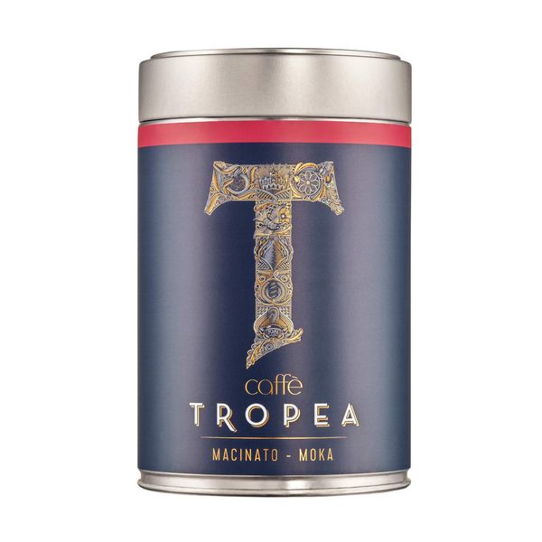 Caffè Tropea Ground Coffee for Moka Pot - Medium to Dark Roast Italian Espresso Coffee Ground - Robusta & Arabica Strong Coffee Ground - 227g Tin Moka Grind Coffee