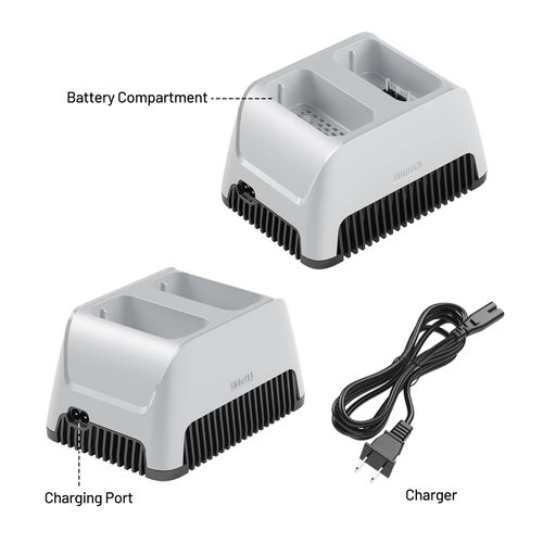 LiTHELi U20 Dual Port Battery Charger, 90W Fast Charging Station for U20 Power Tools and Outdoor Equipment, Portable Smart Charger, 50-Minute Fast Dual Charging