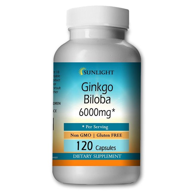 Ginkgo Biloba Extract 6000mg, 120Capsules - Gluten Free & Non-GMO High Potency