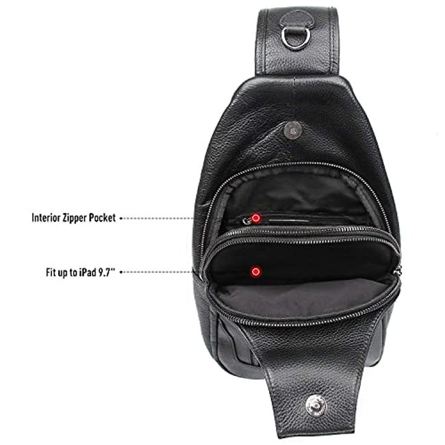 Polare Original Polare Cowhide Leather Waterproof Casual Daypack Sling Shoulder Chest Crossbody Bag for Men