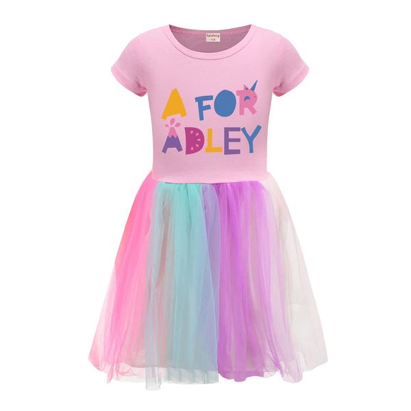 Xpialong A for Adley Girls' Summer Dresses Casual One-Piece Fluffy Skirts (Pink 1,3-4 Years,3 Years,4 Years)