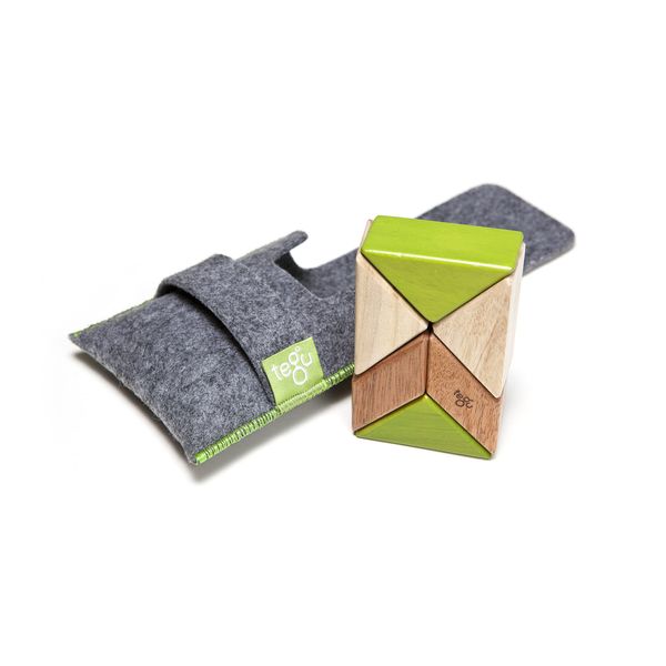 6 Piece Tegu Pocket Pouch Prism Magnetic Wooden Block Set, Jungle