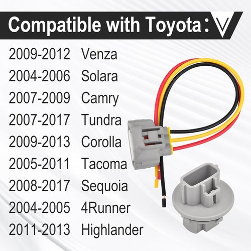2Pcs Front Turn Signal Light Wiring Harness Fits for Toyota 2004-2017 Tacoma 4Runner Solara Camry Replaces 9007560060