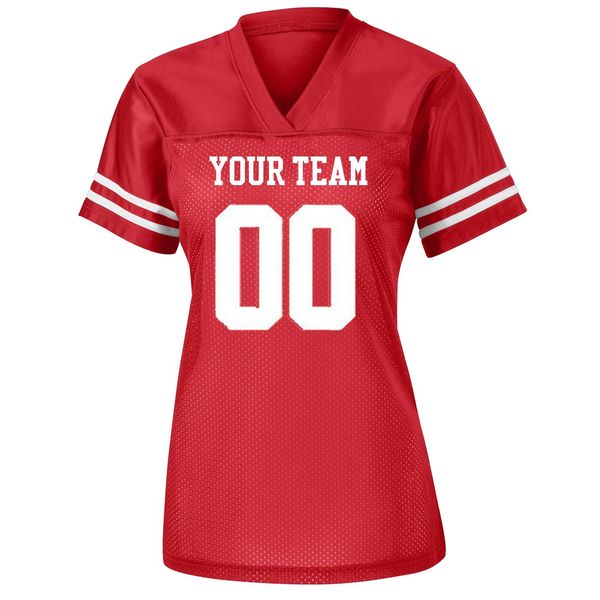 Womens Custom Football Replica Team Jersey (XXXX-Large, Red)