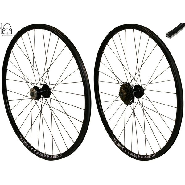 Redondo 28 Inch Wheel Set Rear Wheel Front Wheel Disc Rim Black + 6-Speed Ring