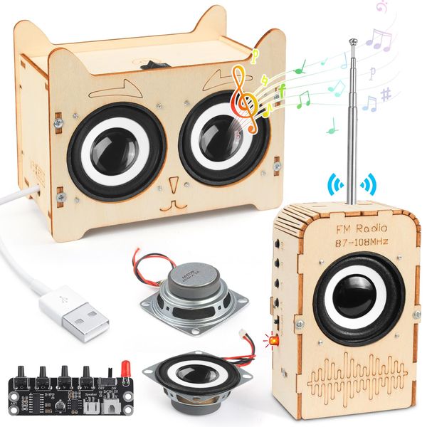 Poraxy Science Kits for Kids Age 8-12, STEM Toys for 8-13, Build Your Own Bluetooth Speaker & FM Radio, 3D Puzzles Education DIY Projects Crafts, Birthday Gifts for 9,10,11,14 Year old Teen Boys Girls