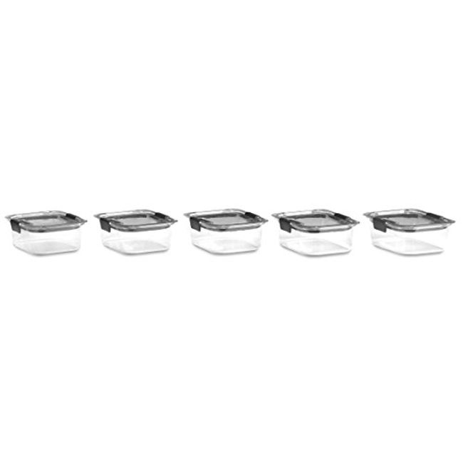 Rubbermaid Brilliance Food Storage Containers, 3.2 Cup 5 Pack, Leak-Proof