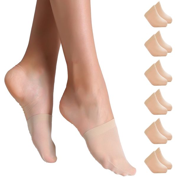 Yilanmy 6 Paar Zehensocken Damen Unsichtbare Halbsocken Atmungsaktive Rutschfeste Vorfußsocken Zehentopper Liner für High Heels (6 Paar Hautfarben)