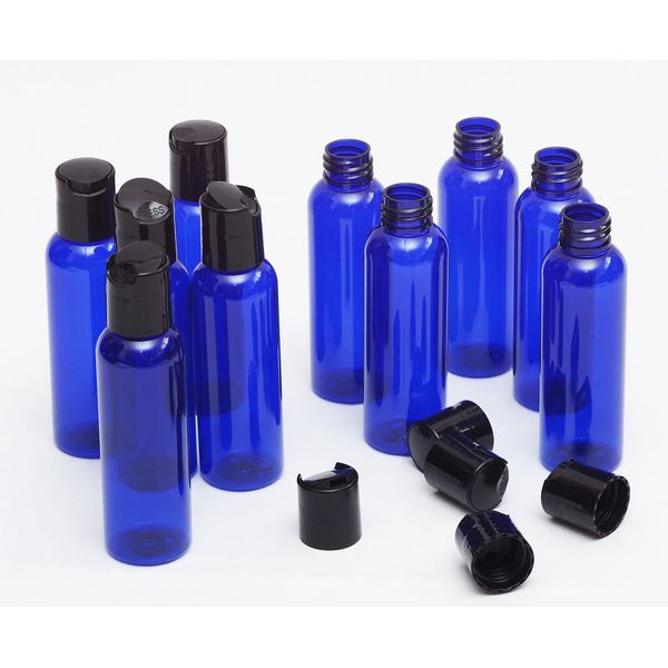 4 Oz Empty  Plastic Blue PET Bottles with black  Dispensing cap ( 20 PACK )